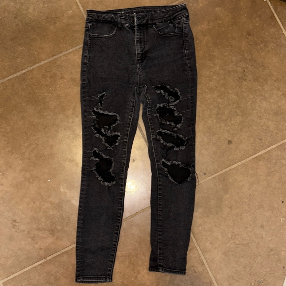 American Eagle Outfitters Black Skinny Distressed Jeans